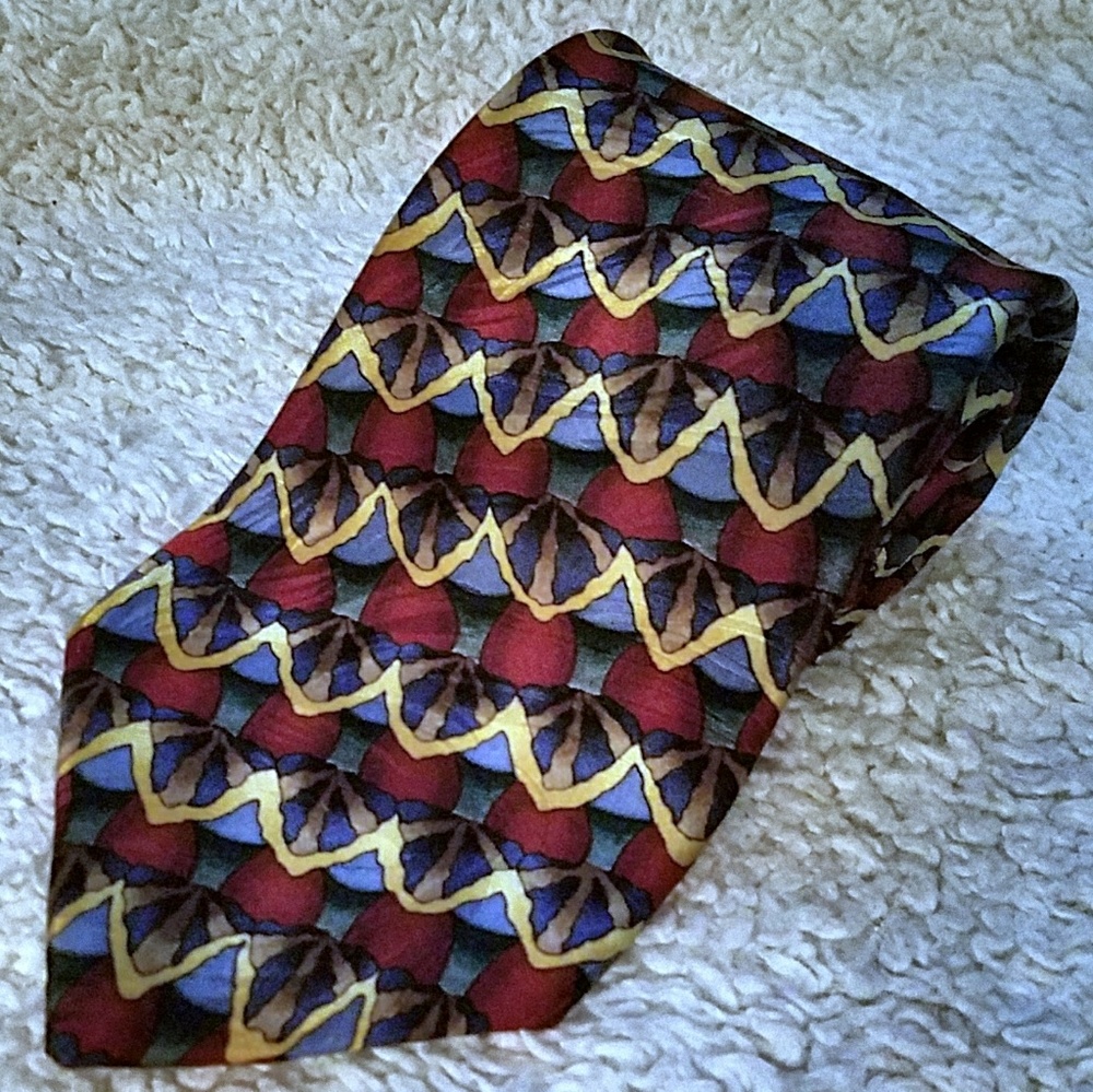 J.Garcia Red, Gold and Blue 100% Silk Tie